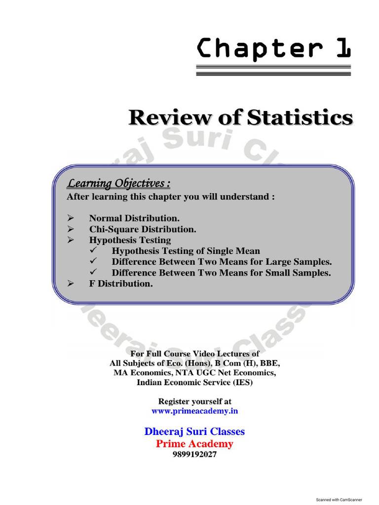 Chapter 1 Review of Stats | PDF