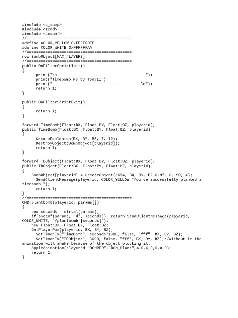 Timebomb Script for SA-MP Gamers | PDF
