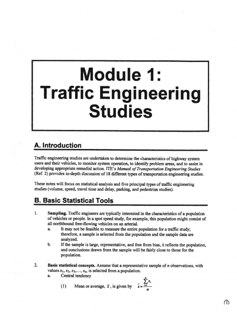 Traffic Engineering Studies Required of Your Agency | PDF
