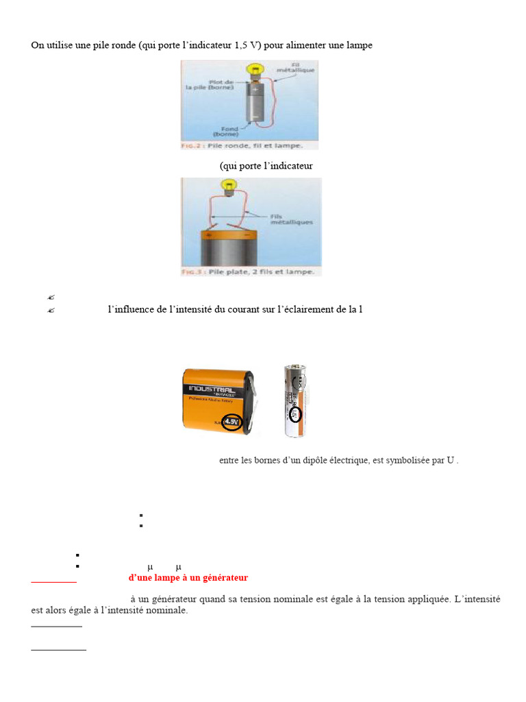 Influence de la pile plate 4,5 V sur la lampe | PDF