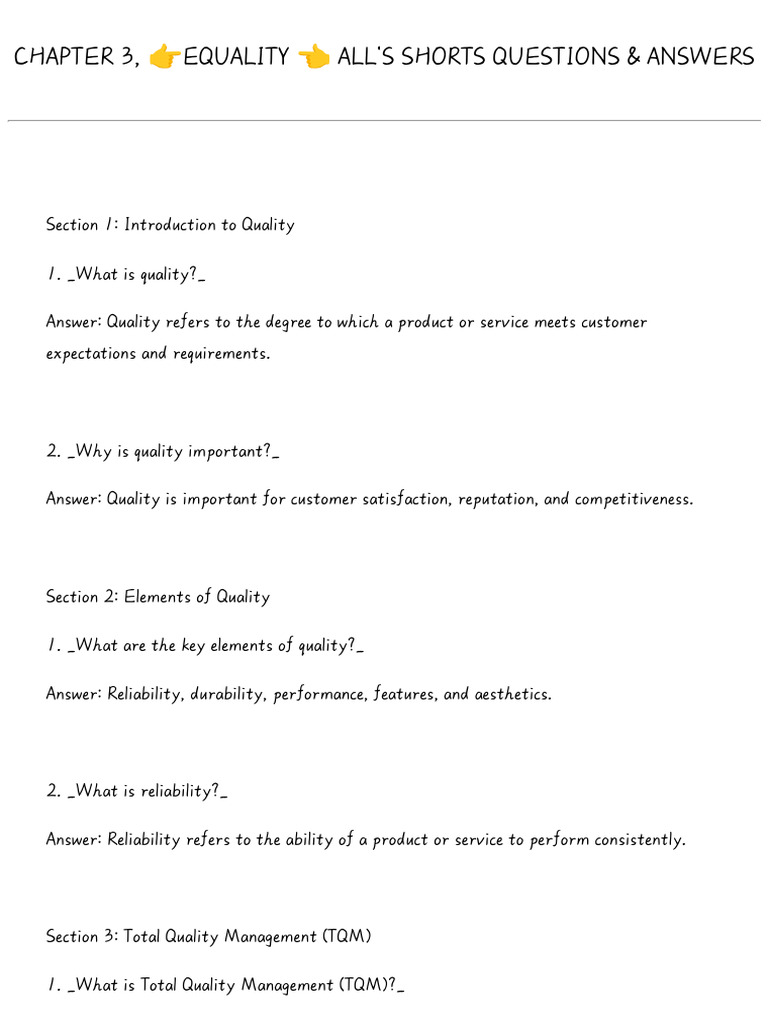 Quality Management Q&A Guide | PDF