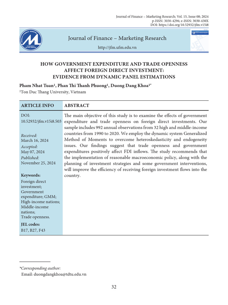 Impact of Government Spending on FDI | PDF | Foreign Direct Investment ...