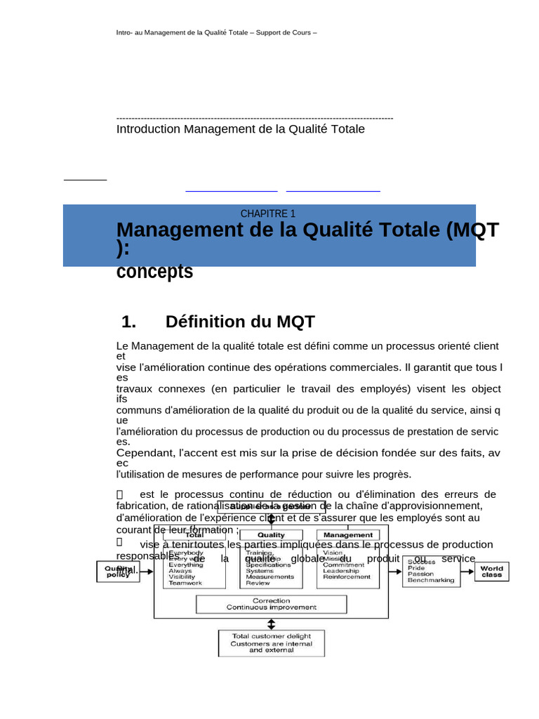 Introduction au Management de la Qualité | PDF | Management de la ...