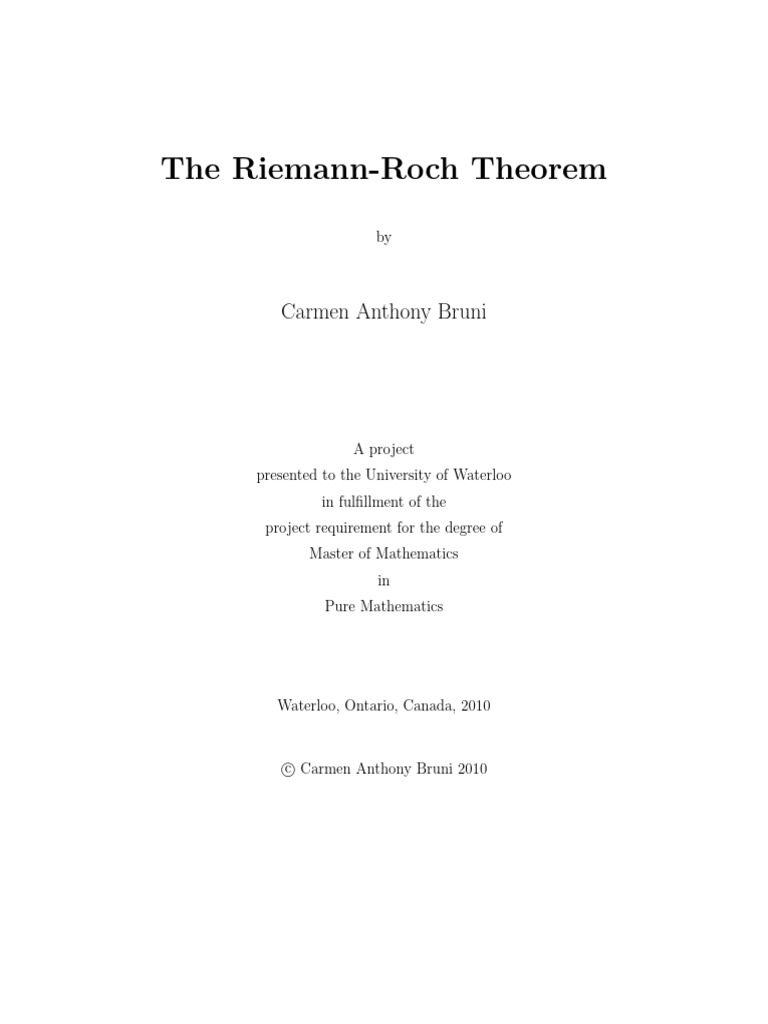 Riemann-Roch Theorem in Algebraic Geometry | PDF | Geometry | Algebra