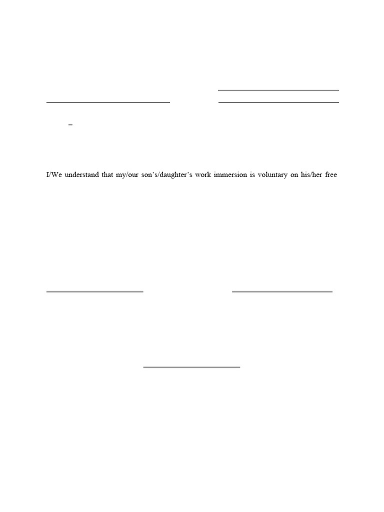 Parental Consent for Work Immersion | PDF