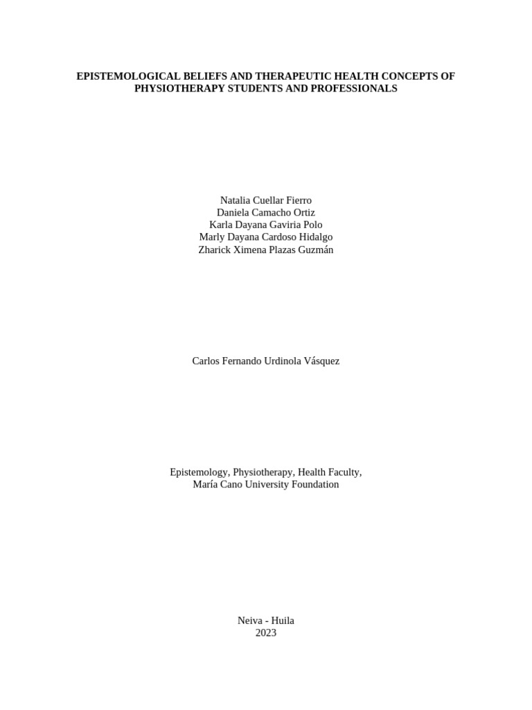 Epistemological Beliefs and Therapeutic Health Concepts of ...