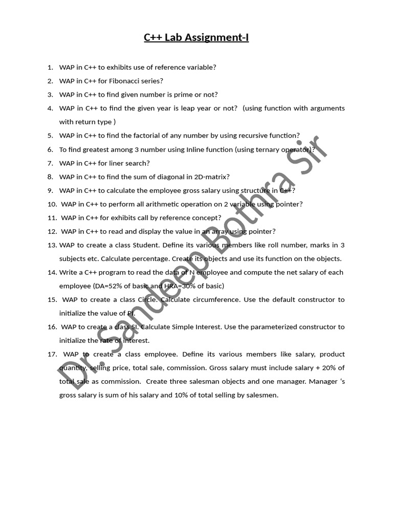 Lab Assignment C++ by SKB On Apr 2024 | PDF