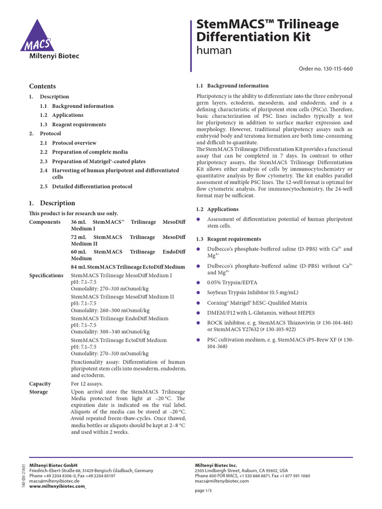 kit biệt hóa stemmac | PDF | Cell Potency | Cellular Differentiation