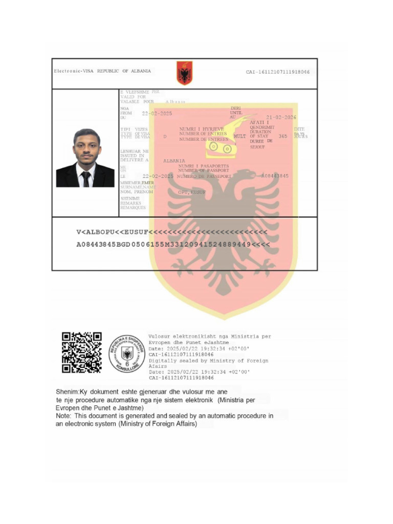 OPU EUSUF - Visa Approval | PDF