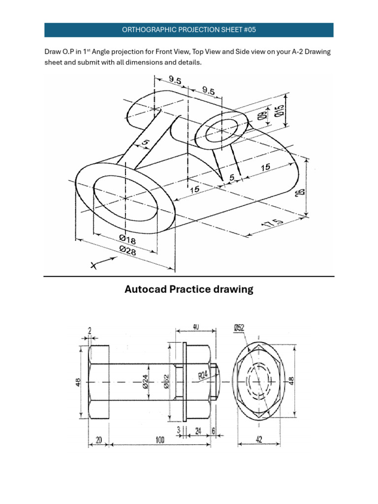 Orthographic Projection-Sheet 05 | PDF