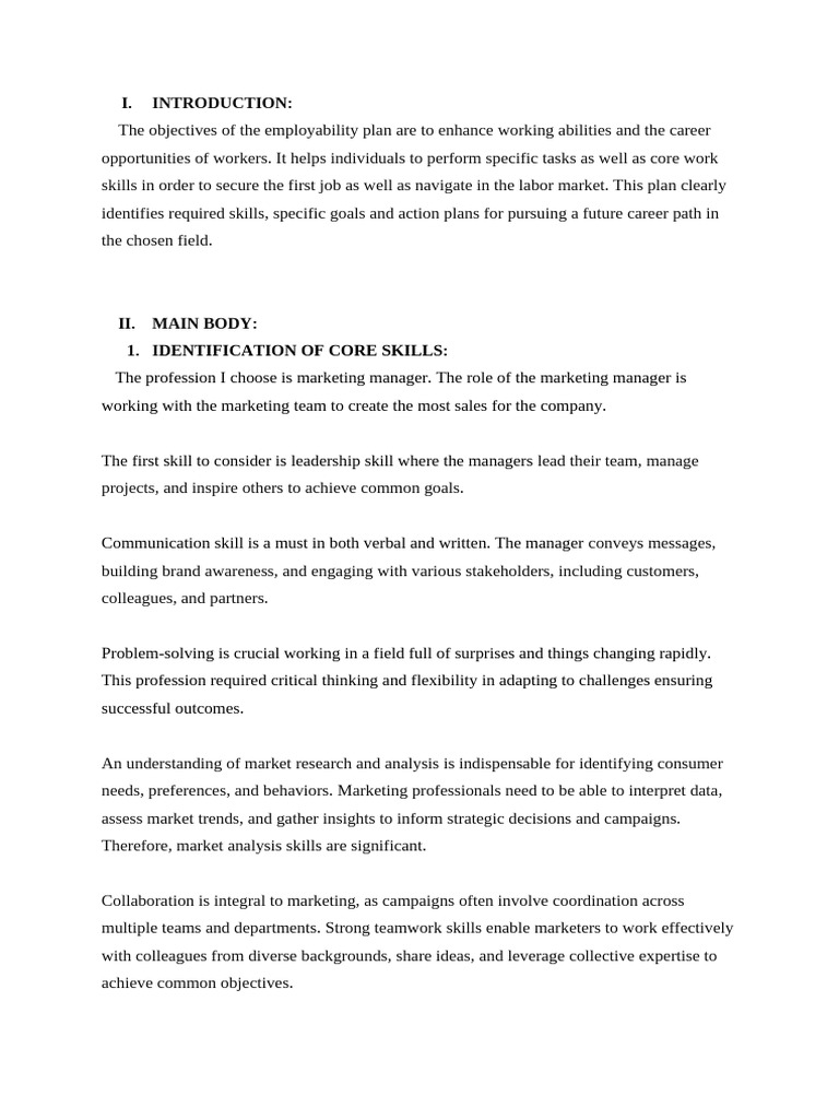 Marketing Manager Employability Plan | PDF | Marketing | Leadership