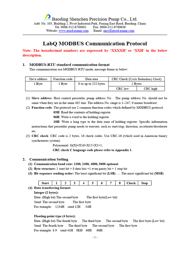 LabQ Series MODBUS Protocol | PDF | Integer (Computer Science) | Arithmetic