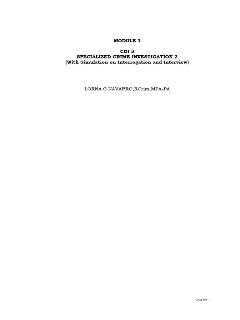 Specialized Crime Investigation Course | PDF | Confession (Law ...