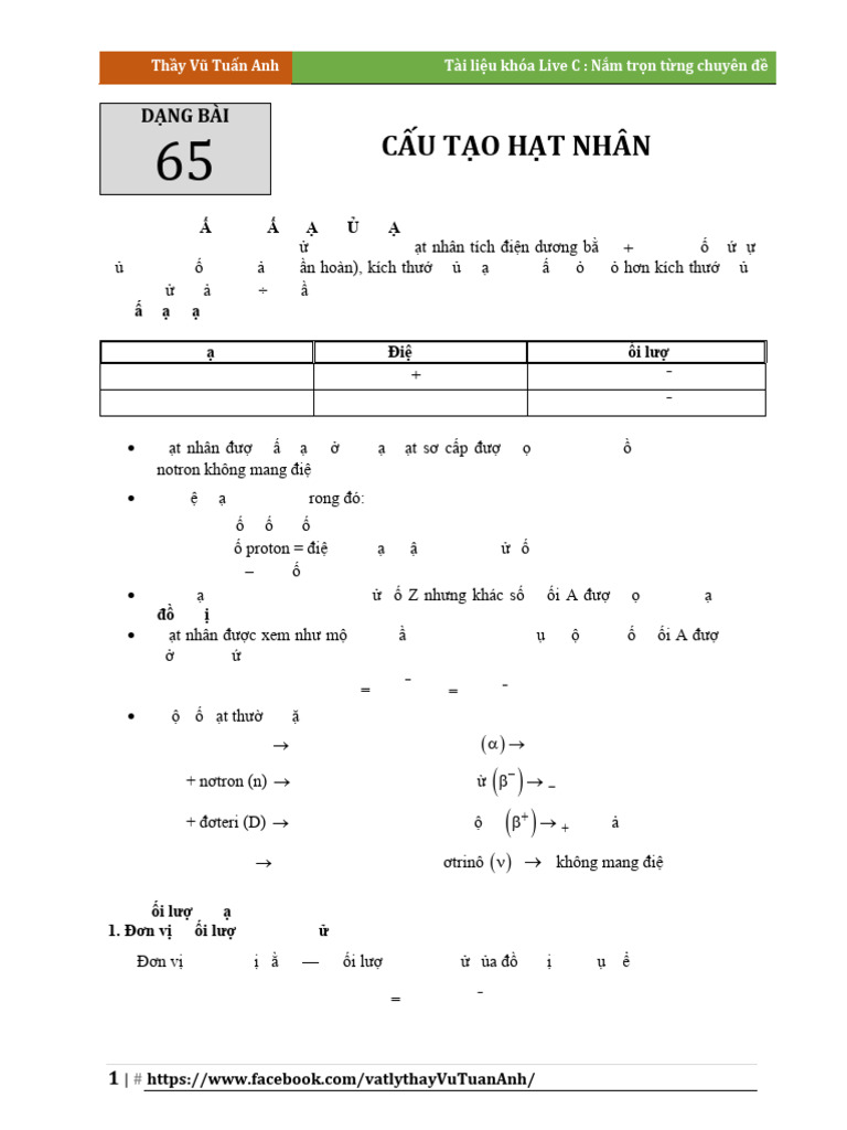 Thay Vu Tuan Anh. Dang 65. Cau Tao Hat Nhan | PDF