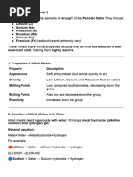 Physical and Chemical Properties of Alkali Metals | PDF | Lithium | Sodium