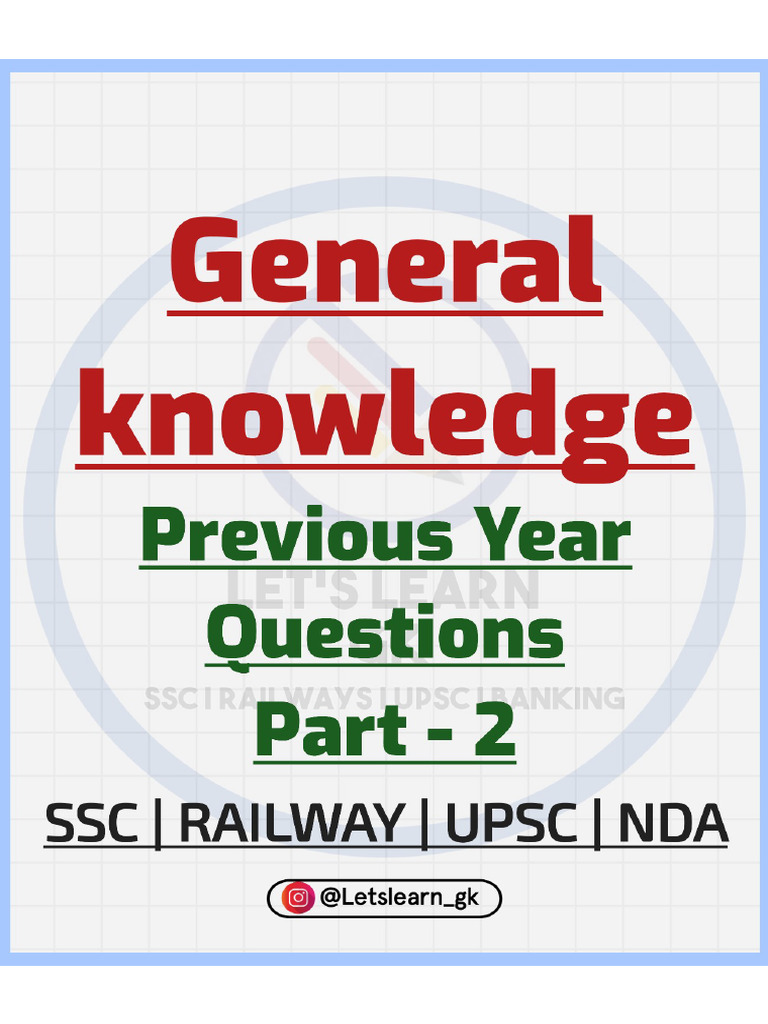 General Knowledge Previous Year Part 2 | PDF