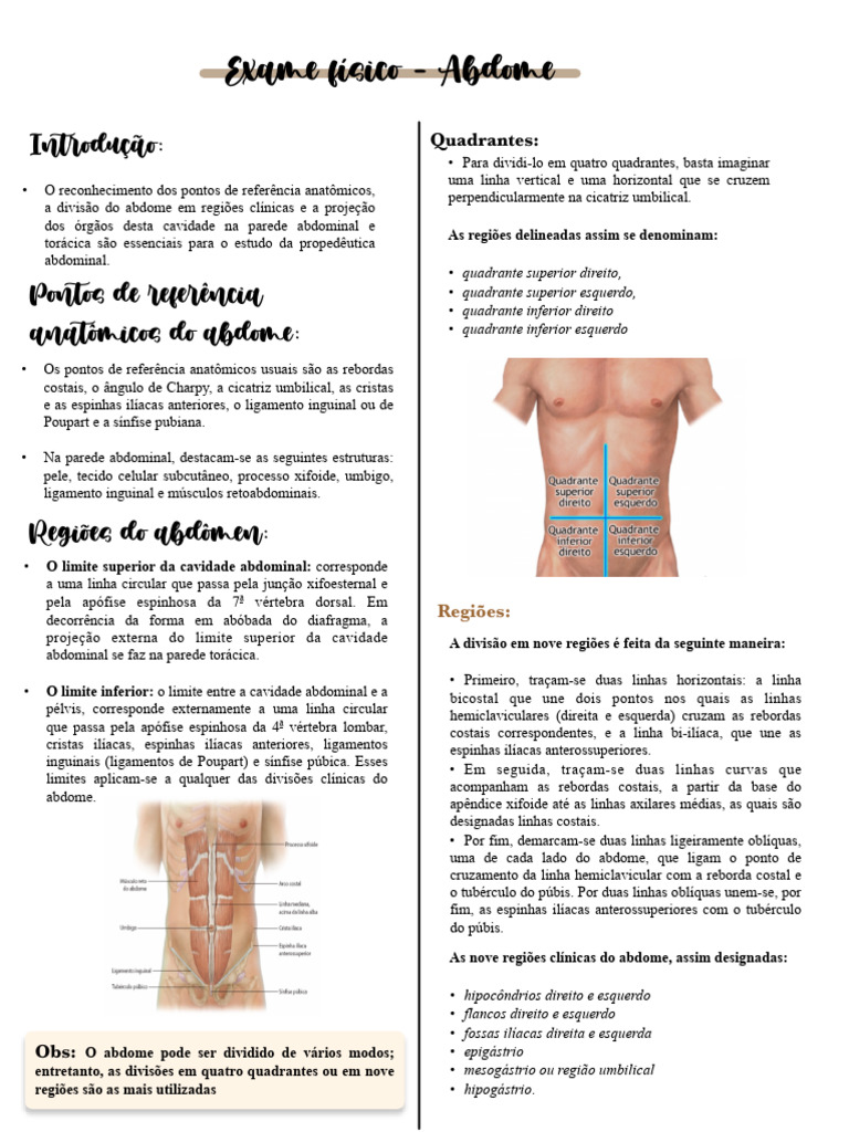 Exame Físico do Abdome: Anatomia e Avaliação | PDF | Abdômen