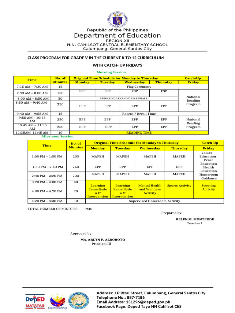 Class-Program-Catch-Up-Friday-G5 Monterde | PDF | Philippines | Asia