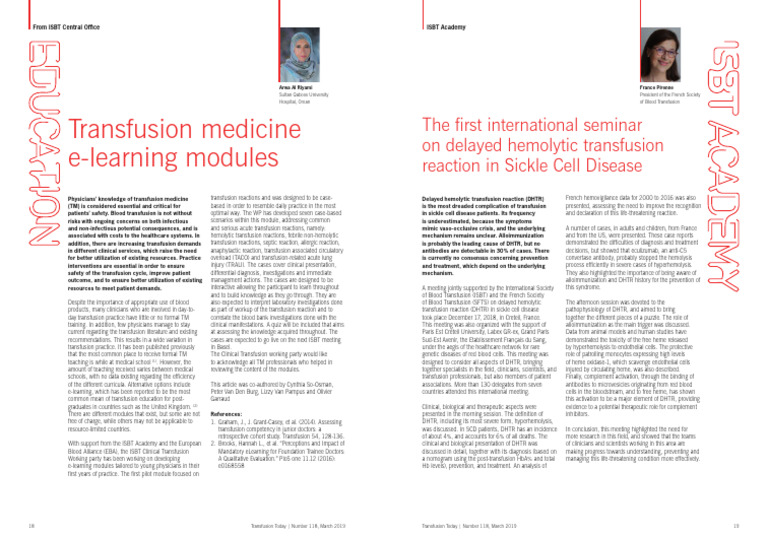 Transfusion Medicine Elearning Modules | PDF | Blood Transfusion ...