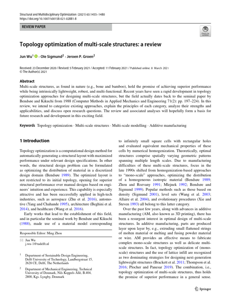 Topology Optimization of Multi-Scale Structures | PDF | Physical ...
