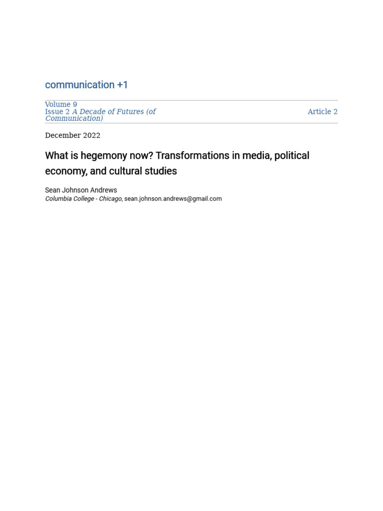 Understanding Hegemony in Media Today | PDF | Hegemony