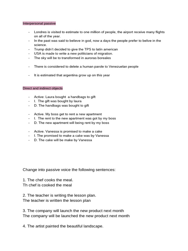 Interpersonal Passive Voice Examples | PDF