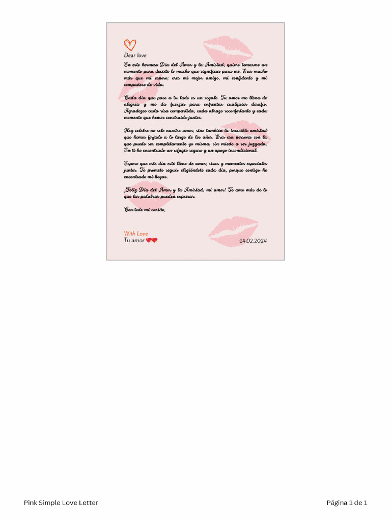 Pink Simple Love Letter | PDF