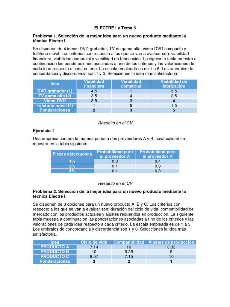 Selección de Productos con Electre I | PDF | Mercado (economía) | Economias