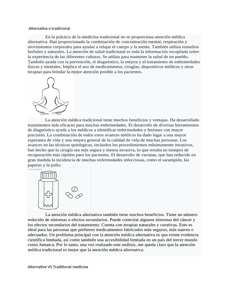 Traditional vs Alternative Medicine | PDF | Alternative Medicine | Medicine