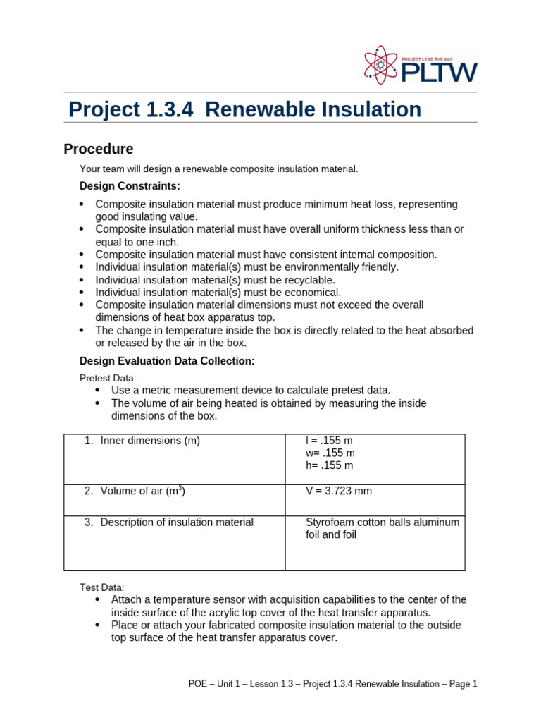 worksheet | PDF | Thermal Insulation | Heat Capacity