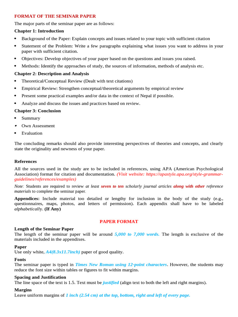 Guidelines For Preparing Seminar Papert - Final | PDF | Citation | Apa ...