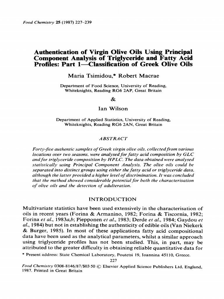 Triglyceride Analysis of Greek Olive Oils | PDF | High Performance ...