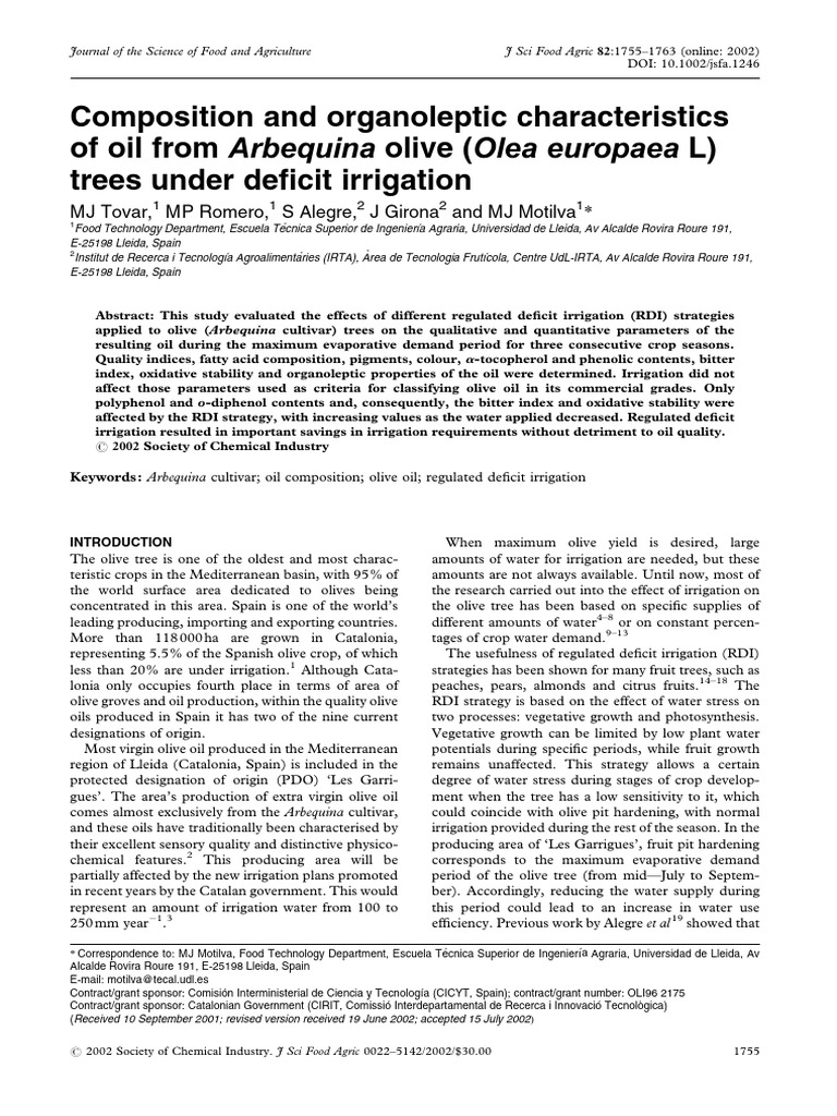 87 Pub 2002 (Tovar) Composition and Organoleptic Characteristics of Oil ...