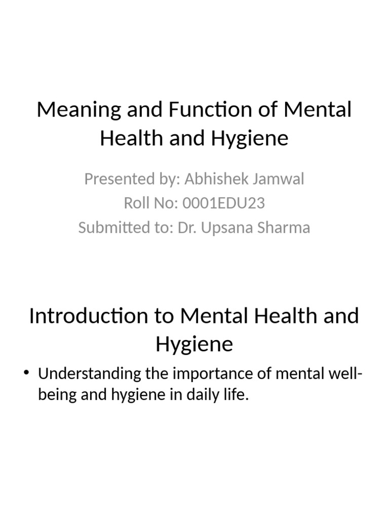 Emotional Hygiene and Mental Health | PDF