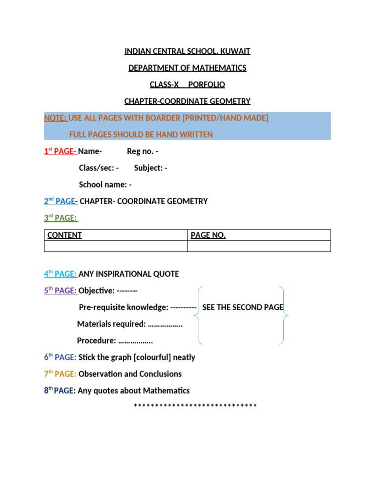 X Maths Portfolio Pdf