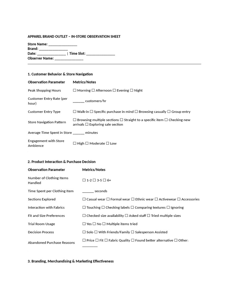 In-Store Observation for Apparel Brands | PDF | Clothing | Brand