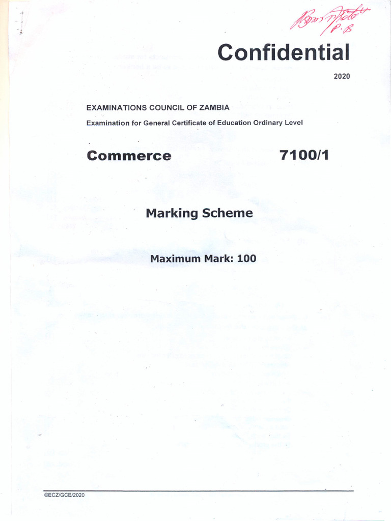 Commerce Gce Marking Scheme 2020 | PDF