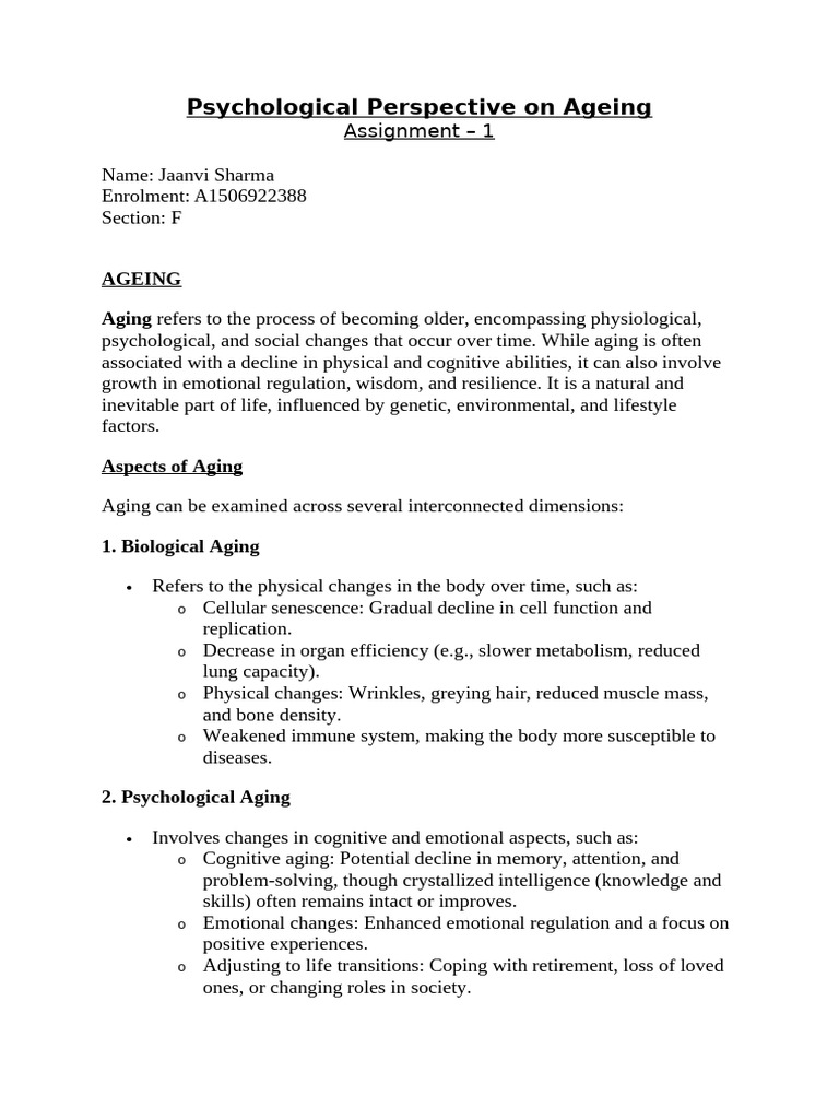Psychological Aspects of Aging Explained | PDF | Ageing | Mental Health