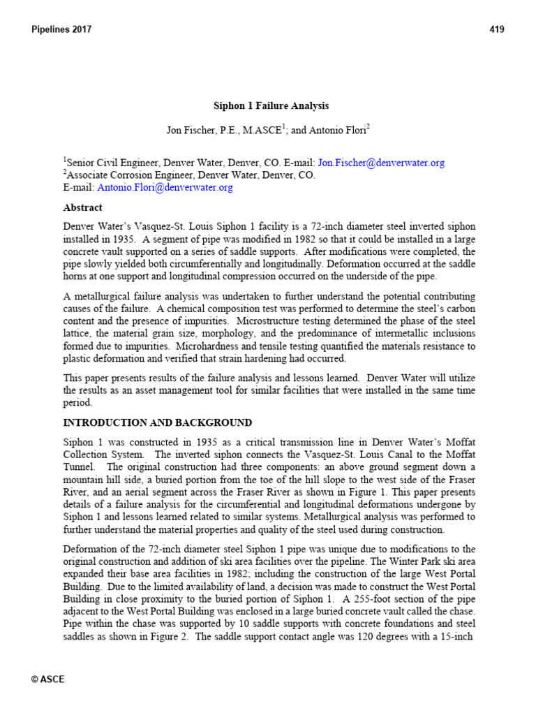 Siphon 1 Failure Analysis Report | PDF | Bending | Steel