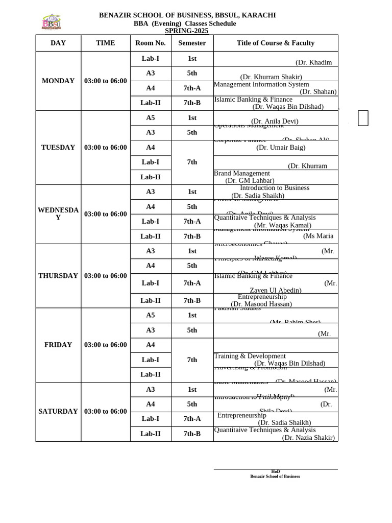 BBA Exam Schedule Spring 2025 | PDF | Economies | Business Economics
