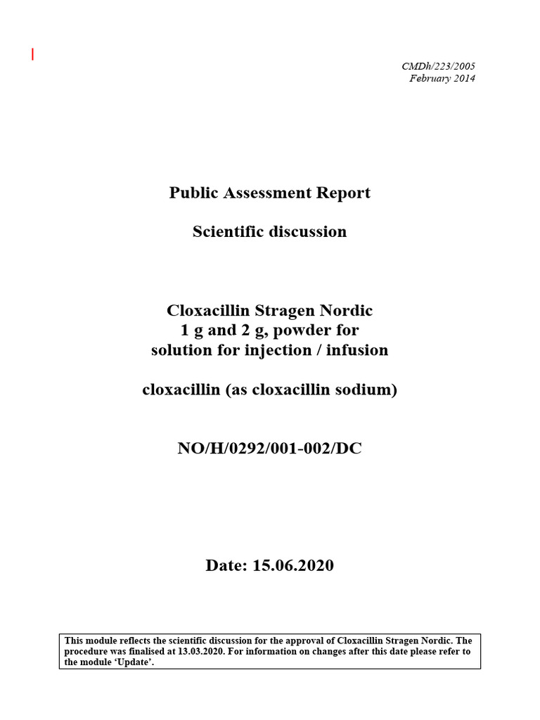 PAR Cloxacillin Stragen Nordic | PDF | Penicillin | Pharmacology