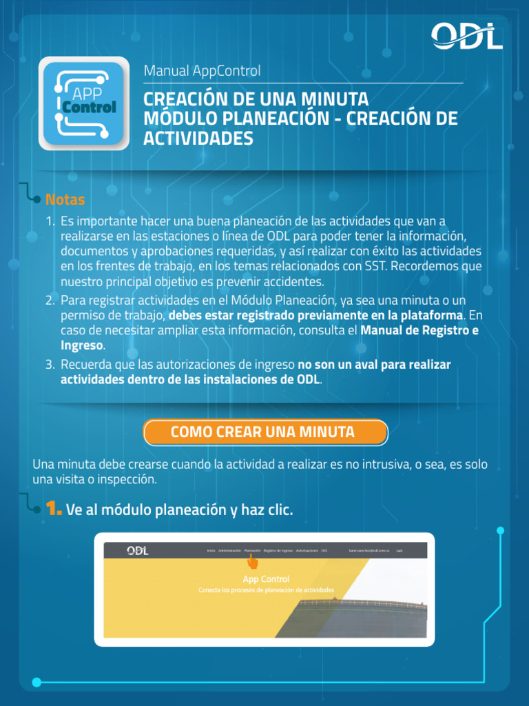 Cómo Crear Minutas y Permisos en AppControl | PDF