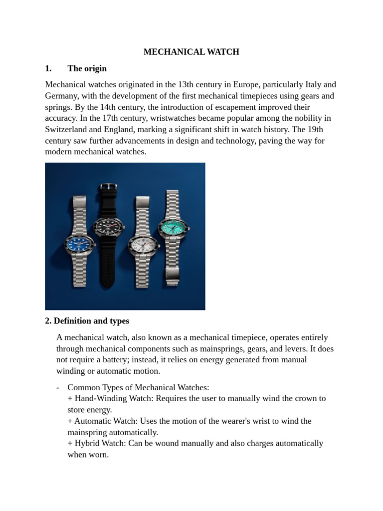 History and Mechanics of Watches | PDF
