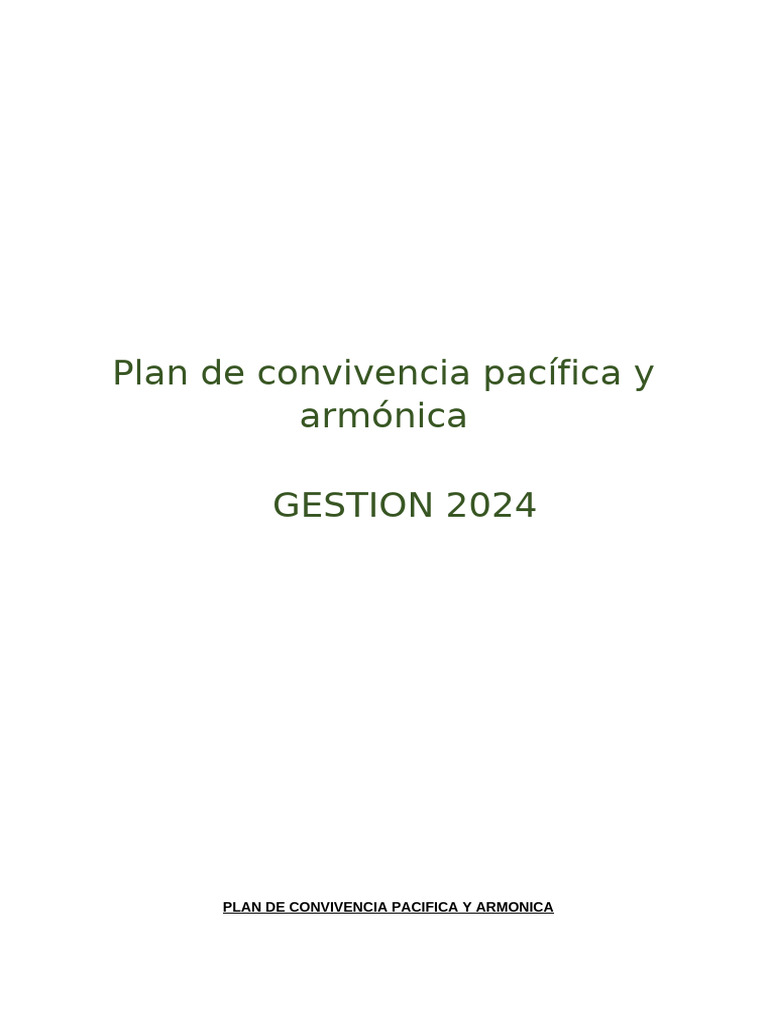 Plan de Convivencia Escolar 2024 | PDF | Mediación | Enseñando