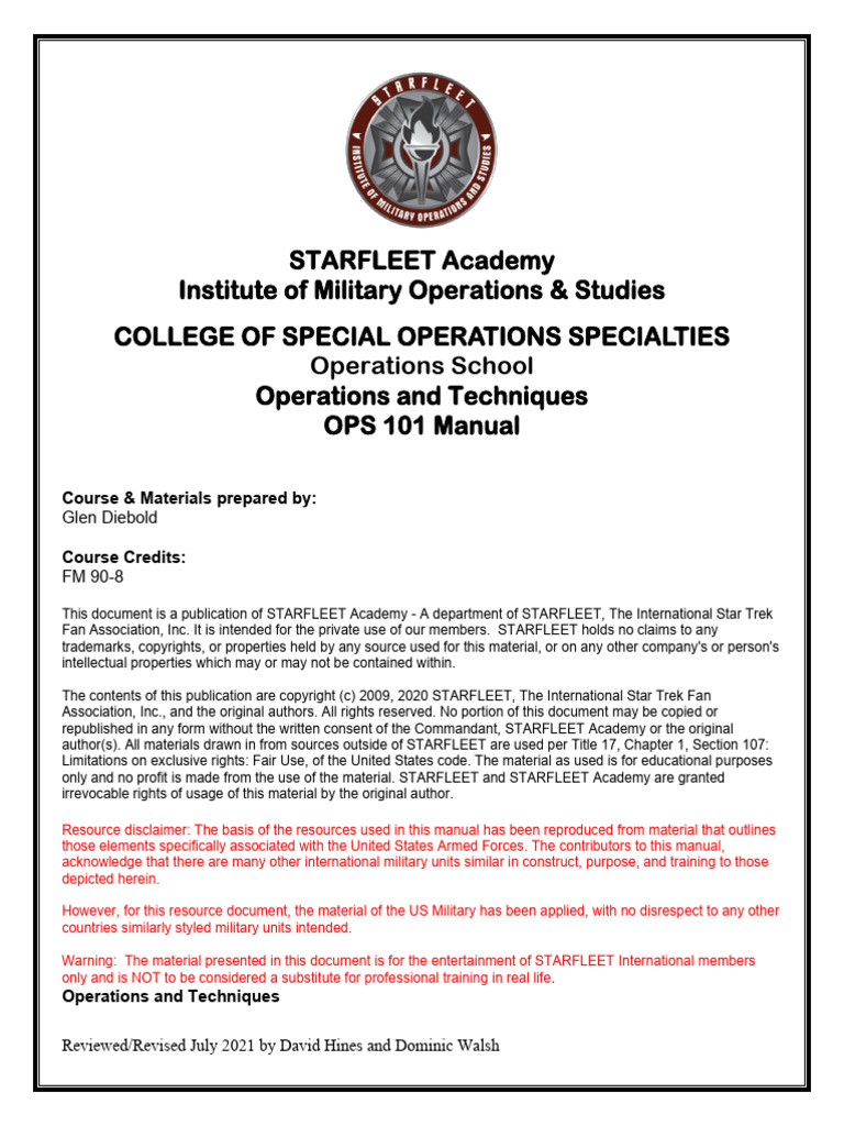OPS 101 Manual | PDF | Ambush | Reconnaissance