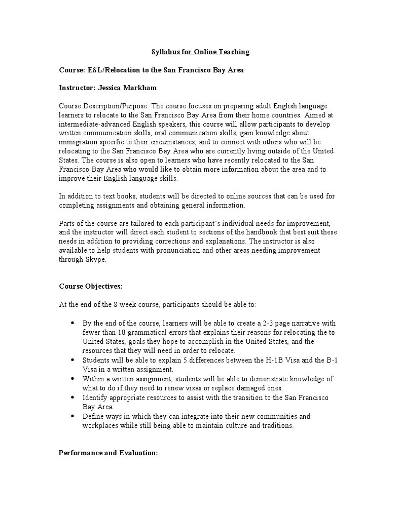 ESL Course for SF Bay Relocation | PDF | English As A Second Or Foreign ...