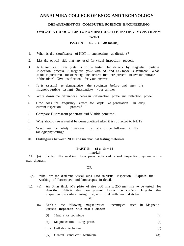 NDT Model 1 (Iat 3) | PDF | Nondestructive Testing | Materials