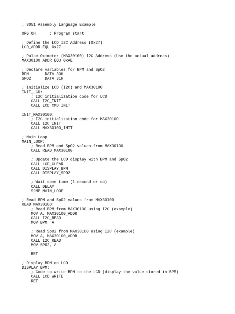 8051 Assembly Language Example | PDF