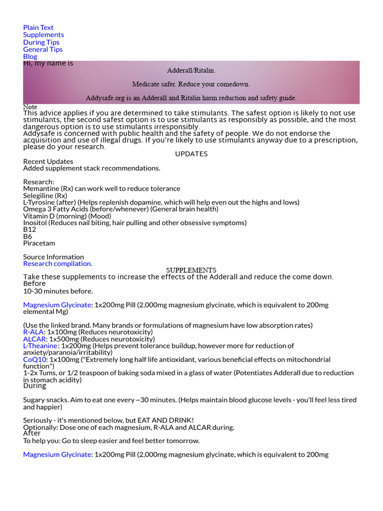 Adderall & Ritalin Safety Guide | PDF | Stimulant | Attention Deficit ...