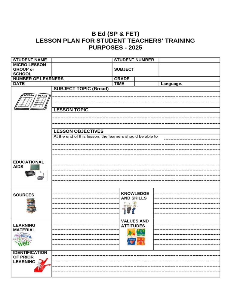Lesson Plan Template for Student Teachers | PDF | Lesson Plan | Learning